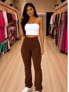 Basic Flare Ballerina Leggings Without Pockets - Óxido marrón - Ver 3