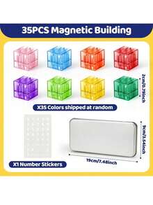 40pcs Travel Magnetic Number & Letter Blocks, Magnetic Building Blocks, DIY Stacking Toys, STEM Learning Construction Set With Storage Box, Number & English Theme, Portable Assembly Toys, Parent-Child Interaction, Random Colors - Multicolor - View 8