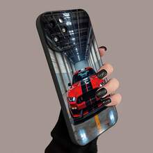 1pc Racing Pattern Black & Silver Phone Case Compatible With Apple Phones - Multicolor - View 2