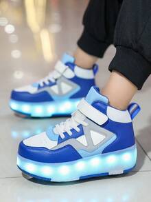 Sepatu Roda LED Isi Ulang Unisex, Sepatu Roda Anak-Anak, Sepatu Roda Multifungsi yang Dapat Diubah, Cocok untuk Semua Musim, dengan Roda yang Dapat Dilepas, Ideal untuk Aktivitas Luar Ruangan dan Olahraga. - Biru - View 8