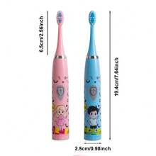 Electric Toothbrush, Includes 6 Replacement Brush Heads, Oral Care Cleaning, Easy Operation, One-Touch Start, No Charging Required, Portable For Business Trips And Travel, Suitable As A Gift For Family, Friends And Partners - Pink - View 2