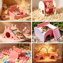 2/1/3pcs Pink Hamster Bedding & House Combination Set, PVC Material, Assemble/Disassemble, Hamster Cage Decor Set, Universal Cage Interior Decoration, All Seasons, Rainbow Bridge/Cooling Bed/Seesaw/Small House Multiple Combination Set - A - View 8