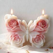 1pc 3D Flower & Butterfly Silicone Candle Mold, Suitable For DIY Aromatherapy Candles, Handmade Soap And Plaster Crafts, Valentine's Day, Wedding, Spring Festival Silicone Mold - A-White - View 3