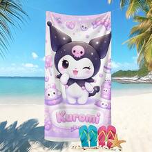 1 pieza Toalla de playa con tema de Hello Kitty rosa - Un artículo esencial con tema de dibujos animados diseñado para la playa, la natación, el camping al aire libre y los viajes. Esta toalla de playa extragrande es altamente absorbente y de secado rápido, lo que la convierte en la opción ideal para viajes, diversión en la piscina o baño en casa. - Multicolor - Ver 2