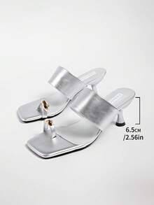 5cm New Colorblock Minimalist Toe-Post Wedge Sandals For Women 2025 Summer Open-Toe High Heels - Silver - View 9