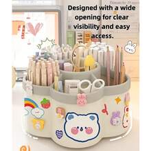 Cute Capybara 360° Rotating Pen Holder - Large Capacity Desktop Organizer & Makeup Brush Storage Box - Multifunctional Stationery Supply For Office & Study - Adorable Birthday Gift For Students & Kids (Multi-Color Options) - Multicolor - View 6