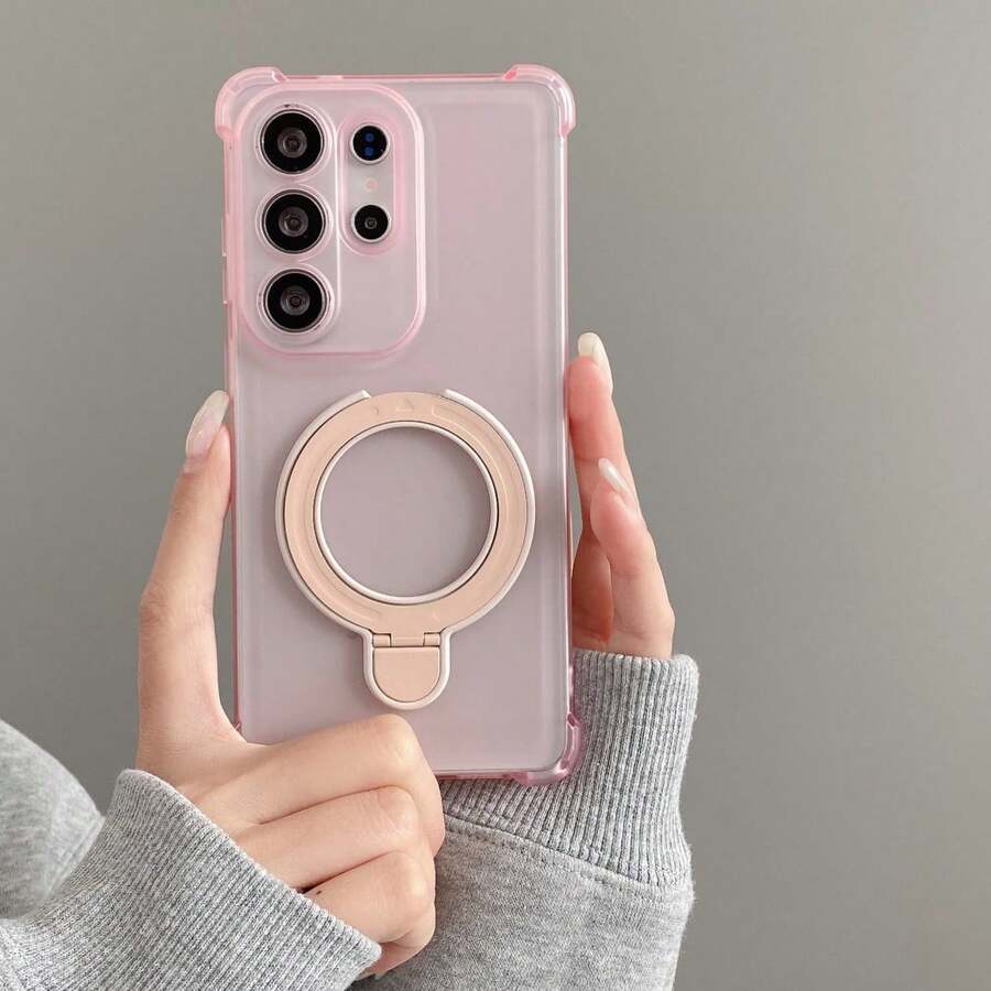 Pide y sigue la tienda para obtener un cordón gratuito, funda de teléfono con sensación de piel mate anti-caída de cuatro esquinas con soporte + funda de teléfono con correa de mano/Compatible con Apple 17PROMAX/16promax/15promax/14promax/13promax/12promax/11promax/XSMAX/7/8PLUS/Compatible con Samsung S26/2524321u Funda de teléfono compatible con Xiaomi Compatible con Honor Compatible con Huawei - Rosa - Ver 1