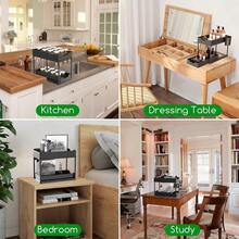 SAMODRA Under Sink Organizers And Storage, Kitchen Cabinet Storage 2 Tier Drawer Pull-Able Basket Organizer Bathroom Storage Rack With Hooks, DIY Removable Dividers (Black-Double Drawer-2 Pack) - 彩色 - 查看 3