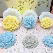 Molde de silicona para vela con flor de peonía, molde de silicona para adorno de resina y yeso aromático con peonía floral realista, disponible en 3 tamaños grande, mediano y pequeño, reutilizable, resistente al calor, fácil de desmoldar, adecuado como regalo festivo o decoración del hogar - A-blanco - Ver 3