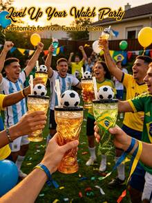 1個 2026 世界盃獎盃造型啤酒杯 - 創新大容量啤酒杯 - 雞尾酒杯或居家禮物杯 - 足球主題派對杯 - 均碼 - 查看 4