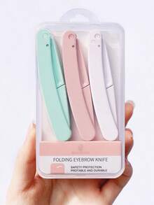 1/3/6pcs Set Portable Eyebrow Trimmer, Foldable Eyebrow Razor Blades Makeup Tools For Women, Razors, Face Shavers, Dermaplaning Tool For Folding Travel,Professional Eyebrow Grooming Tool,Makeup Tool Gift, Portable Eyebrow Trimmer Set - Foldable - View 4