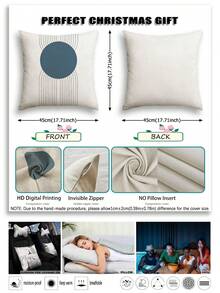 4pcs,Modern Minimalist Line Style Cushion Covers,Bohemian Line Throw Pillow Covers,Zipper Closure,Washable,Home Decor,Sofa Decor Cushion Covers,Suitable For Bedroom,Living Room,Sofa,Car,Table And Chair Lumbar Pillow Covers,Outdoor Patio Camping Cushion Covers,No Pillow Insert - Retro Dark Blue - View 2