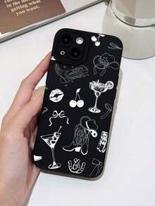 Does Not Include Lanyard Or Stand. 1 Soft Phone Case With Western Cowgirl Cocktail Lips With Cherries And Bow Boot Design, Mirror, Full Coverage, Non-Slip, Compatible - Multicolor 3 - View 1