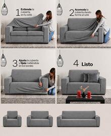 3-Piece Adjustable Stretch Sofa Cover Set - Light Grey - View 6