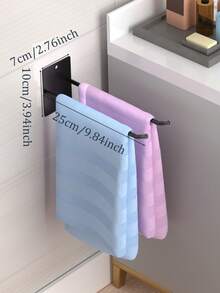 1 buah Rak Handuk Tanpa Bor, Rak Penyimpanan Toilet yang Dipasang di Dinding, Rak Handuk Kamar Mandi, Rak Penyimpanan Kamar Mandi, Cocok untuk Dapur, Kamar Mandi, Toilet, Dekorasi Kamar Mandi - Hitam - View 12