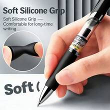 12 Black Gel Pens, Designed For Office And Student Use - 0.5mm Quick-Dry Smooth Writing With A Soft Grip Design, Quick-Dry Ink, Soft Grip Handle, Ergonomic Pen Design, Ideal For Note-Taking And Writing, Perfect Office And Study Supplies - 12pcs(2pcs Pen+10pcs Pen Core) - View 4