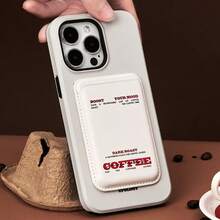 1 Set Retro Coffee Text MagSafe Card Pocket, Slim Detachable Magnetic Phone Wallet For IPhone - Multicolor - View 1