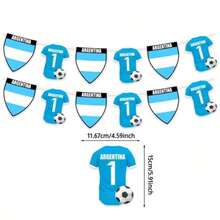 1 Set Banner Bertema Sepak Bola Argentina, Banner Bendera dan Jersey Argentina untuk Dekorasi Pesta Piala Dunia - A - View 2