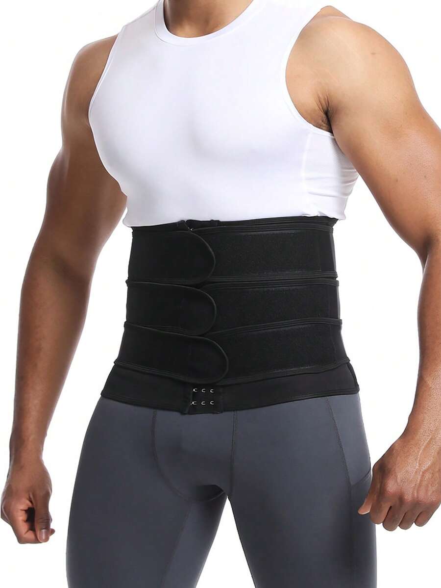 1PC 2026 Summer New Men's Three Belt Fitness Bundle Belt Body Shaping And Abdominal Tightening Belt Sweating And Abdominal Tightening Bundle Belt - Black - View 1