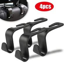 4Pcs Car Headrest Hooks Hanger For Bags Seat Back Organizer Holder Clips Auto Fastener Hooks Car Storage Interior Accessories - 黑色 - 查看 1