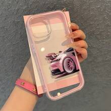 1pc Racing Pattern Black & Silver Phone Case Compatible With Apple Phones - Multicolor - View 5