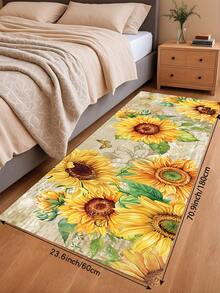 1pc Rubber Kitchen Mat, Vintage Style Modern Sunflower Theme Kitchen Rug, Suitable For Sink Area, Standing, Kitchen Decor - Multicolor - View 12