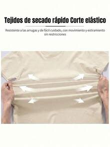 Men's Short-Sleeved T-Shirt With A Round Neck And Simple Design - 杏色 - 查看 9