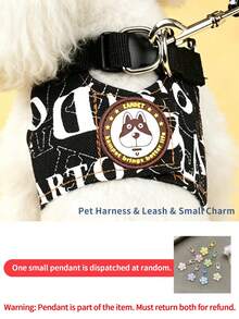 Multi-Style Series Pet Harness And Leash Set, Random Small Pendant Included, 6 Pattern Options, Anti-Escape Adjustable Cat And Dog Vest-Style Harness, Suitable For Medium And Small Pets Outdoor Walking Dog Leash, Pet Clothing And Accessories - Multicolor - View 32