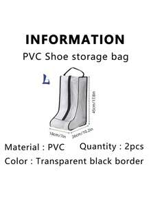 1/2/4 piezas Bolsas de almacenamiento de botas, bolsas de tela para zapatos de viaje para botas altas, organizador de botas para el hogar con ventana transparente para protección contra el polvo - Negro - Ver 18