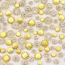 50個/包,圓形水鑽環,8mm、10mm、12mm、14mm,混色尺寸,彩色手工縫爪水鑽,適用於衣物、鞋子、帽子、包包、DIY手工材料、珠寶配件 - 雙層花 金 型號混 - 查看 27