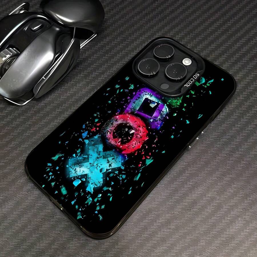 Símbolos destrozados del juego del calamar de neón coloridofunda de teléfono Fundas compatibles con ,Apple,VIVO,OPPO,,, y Honor.Fabricadas en silicona TPU,ofrecen protección contra golpes y caídas. - Negro - Ver 1