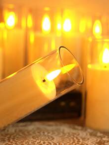 1個閃爍無焰LED水滴形蠟燭氛圍燈，電池供電室內/室外蠟燭裝飾燈，聖誕節、萬聖節、婚禮派對、朋友聚會、家庭晚餐氛圍燈，3個奶油白聖誕餐桌求婚特別裝飾燈，送給女性朋友的最佳禮物 - 黃光 - 查看 5