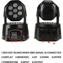 Party DJ Disco Light, Spotlight, Beam Light, Moving Head Light, 7x 8W, 360 Degree Rotation, RGBW DMX Remote Control, Voice Control, Suitable For Party, Home Gathering, Stage Performance, Nightclub, Wedding Venue, DJ, Bar Performance, Light Show - View 11