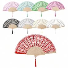 1件個性化蕾絲手扇，客製化婚禮伴手禮，復古手持扇，新娘派對賓客禮物，伴娘禮物，夏季活動派對扇，大宗供應 - 彩色 - 查看 5