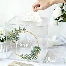 Transparente Acryl-Kartenbox mit Schloss und Logo, Hochzeitsgeld- und Geschenkkartenhalter-Box für Hochzeitsfeier, Aufbewahrungsbox, Geschenkbox - 1PC - Übersicht 14