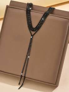 1pc Gothic Style Y-Shaped Long Tassel Multi-Layer Necklace, Women's Fashion Party Accessory, Suitable For Daily Wear - Layered Tassel Necklace - View 8