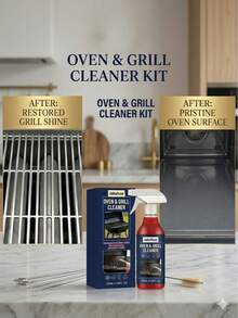 jakehoe Limpiador de horno y parrilla sin frotar, spray eliminador de grasa de acción rápida para utensilios de cocina, fluido de limpieza para ahumador de barbacoa, limpiador profundo de manchas de comida quemada de uso pesado para rejilla de horno, estufa, artículos esenciales de limpieza fácil - Líquido - Ver 10