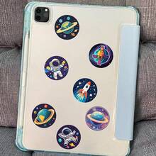 500pcs/Roll Round Self-Adhesive Envelope Seals, Scrapbooking DIY Decorative Stickers, 10 Different Space/Planet/Earth/Universe Patterns, Planner Collage Material, Christmas Gift Wrapping Seals, Vintage Photo Album, Storage Jar Gift Box Decoration - Planet/Universe Patterns - View 5
