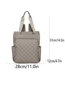 Women's Solid Color Multi-Functional Large Capacity Backpack, Minimalist Casual Student Backpack, College Style Minimalist Shoulder Bag, Handbag, Multi-Functional Backpack, Suitable For School, University, Middle School, High School, Commuting, Office And Other Occasions. - Khaki - View 6