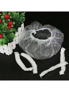 100pcs Transparent Disposable Non-Washable Shower Caps, Waterproof Elastic Shower Caps, Thickened Large Size High Elasticity, Suitable For Bathing And Hair Care, Easy To Carry For Travel And Back To School - Basic model - View 5