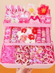 650/10 Stücke Set rosa Schmetterling Haarzubehör, hoch elastische Haargummis, verschiedene Stile Haarspangen, süß und niedlich - geeignet für Mädchen und Frauen, Alltag, Schule, Urlaub, Verabredung - Verschiedenfarbig - Übersicht 13
