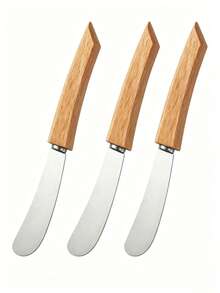 1pc/3pcs/6pcs Stainless Steel Butter Knife Set, Bread Spreader, Suitable For Bread, Jam And Butter, Butter Spreader And Butter Scraper With Long Wooden Handle - View 10