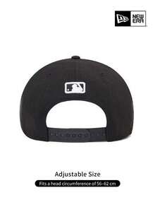 New Era Solid Black/White NY Logo Curved Brim Baseball Cap, Minimalist Daily Sun Hat, Suitable For Work And Night Out - Black - View 6