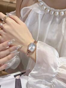 1pc New Casual Fashion Women's Bracelet Watch, Crystal Inlaid Dial, Rhinestone Decorated Strap, Suitable For Students Back To School - Style2 - View 19