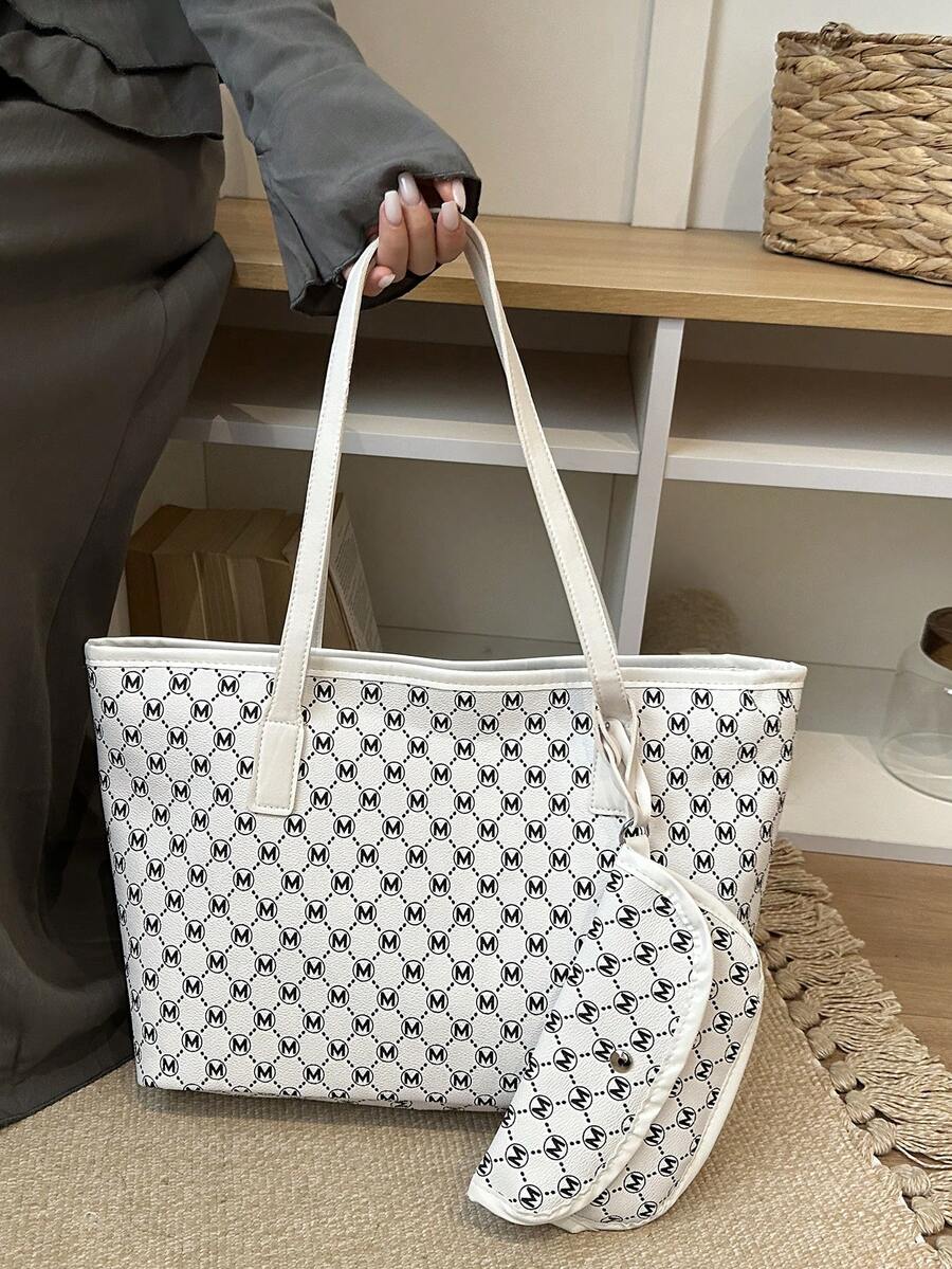 Women's Large Capacity Tote Bag, College Student Class & Commute Shoulder Handbag