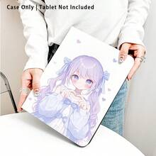 1件卡通女孩與愛心圖案翻蓋式桌面平板保護殼，附筆槽，相容於 Honor 8/9/10/X8/X8A/X9/X8Pro/X9Pro/X9A/Matepad Pro/Matepad SE 11/Matepad 11/Apple 10th Gen/11 2025 (A16) 及 A9 等熱門機型 - 款式3 - 查看 4