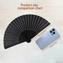 Quạt xếp cầm tay phong cách Trung Quốc màu đen cổ điển, vải lụa, dùng cho khiêu vũ, đám cưới, tiệc tùng, quạt xếp múa Trung Quốc - A - Xem 6