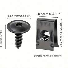 25 Sets U-Shaped Spring Metal Clips With Large Flange Head Self Tapping Screws Kit, Auto Fender Bumper Inner Liner Fastener Retainer Clips For Motorcycle Electric Vehicle Plastic Panel Fixing - U-shaped Washer Fasteners - View 5