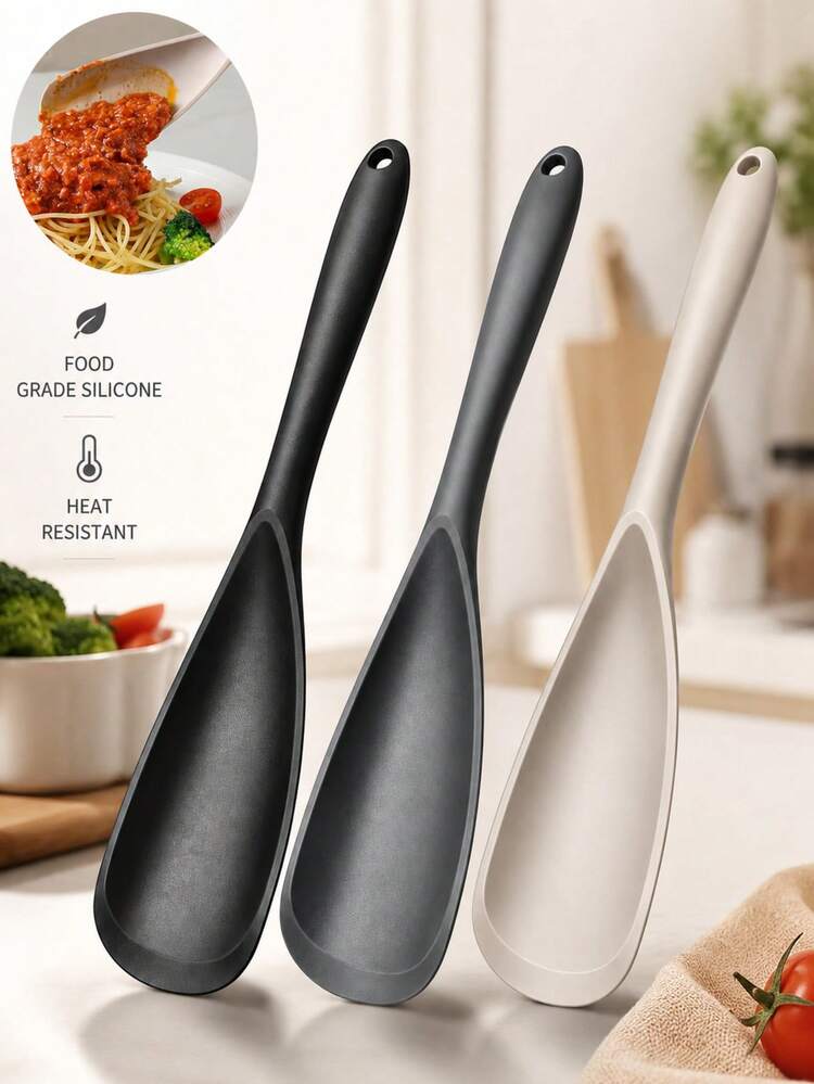 2pcs/Set Non-Stick Cookware Spoons, Multifunctional Spatula Spoon, One-Piece Design For Scooping, Scraping, Serving And Stirring - Multicolor - View 1