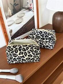 AGG, Bolsa de maquillaje con estampado de leopardo retro para mujer, bolsa con forro interior, neceser de viaje portátil, bolso de mano, bolsa versátil para almacenamiento de cuidado de la piel, organizador de productos de higiene femenina, regalo para mamá o novia - Multicolor - Ver 9